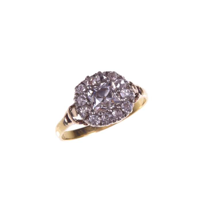 18th century cushion cut diamond cluster ring